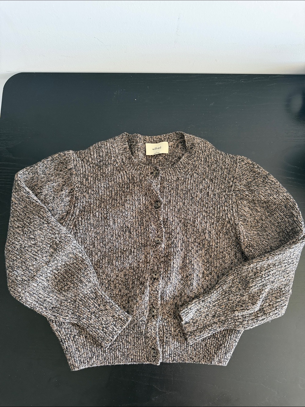 Wilfred Marled Brown-Gray Button Front Cardigan